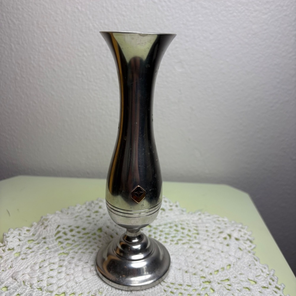 Vintage Stieff Pewter Silver Bud Vase MCM Minimalist Solid Metal